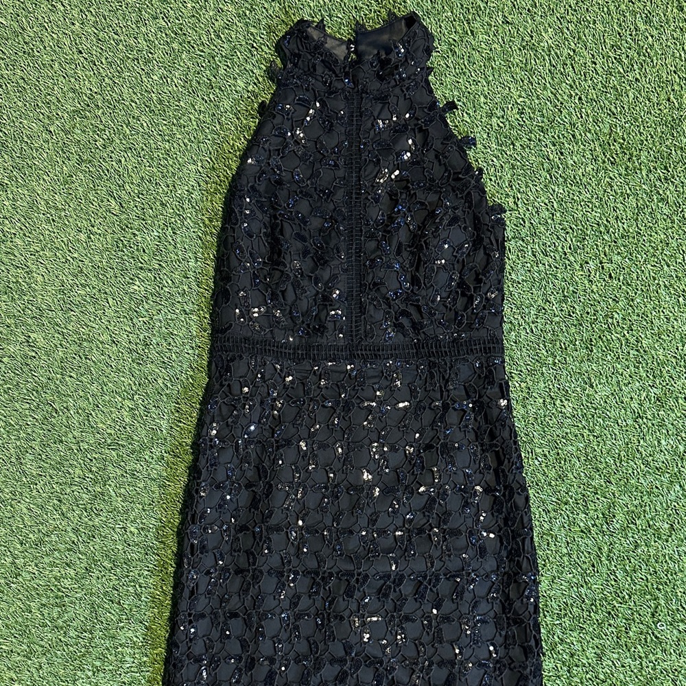 NWOT Boston Proper Chic Black Sequin Backless Dress
